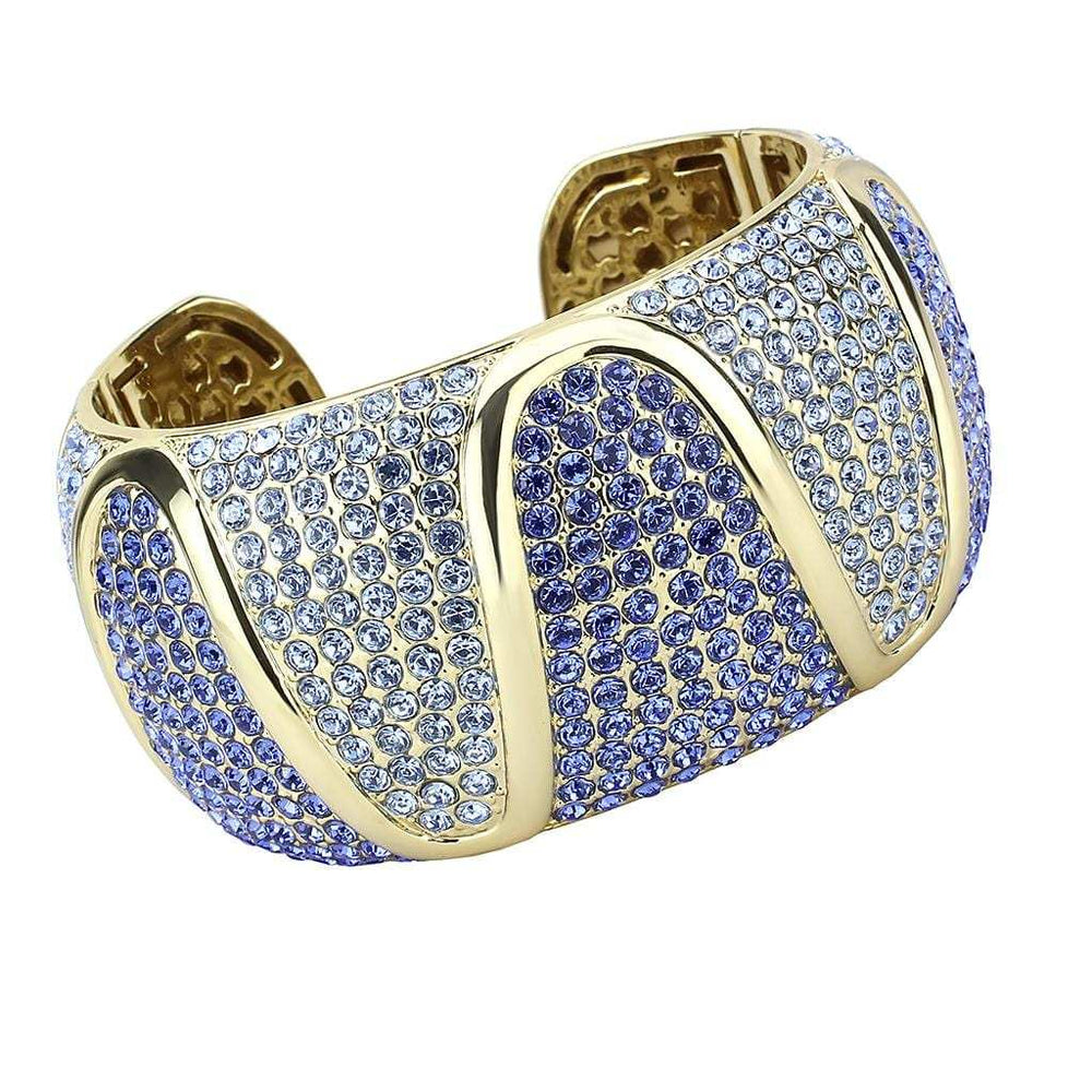 LO4276 - Gold Brass Bangle with Top Grade Crystal in Multi Color - Alamode - Flyclothing LLC