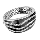 LO4278 - Rhodium Brass Bangle with Top Grade Crystal in Clear - Alamode - Flyclothing LLC