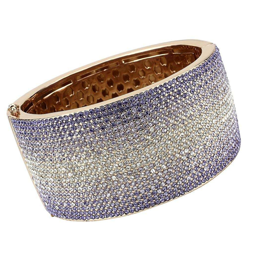 LO4279 - Rose Gold+e-coating Brass Bangle with Top Grade Crystal in Multi Color - Alamode - Flyclothing LLC