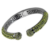 LO4284 - TIN Cobalt Black Brass Bangle with Top Grade Crystal in Olivine color - Alamode - Flyclothing LLC