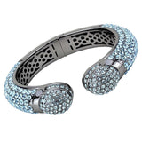 LO4289 - TIN Cobalt Black Brass Bangle with Top Grade Crystal in Sea Blue - Alamode - Flyclothing LLC
