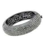 LO4304 - TIN Cobalt Black Brass Bangle with Top Grade Crystal in Black Diamond - Alamode - Flyclothing LLC