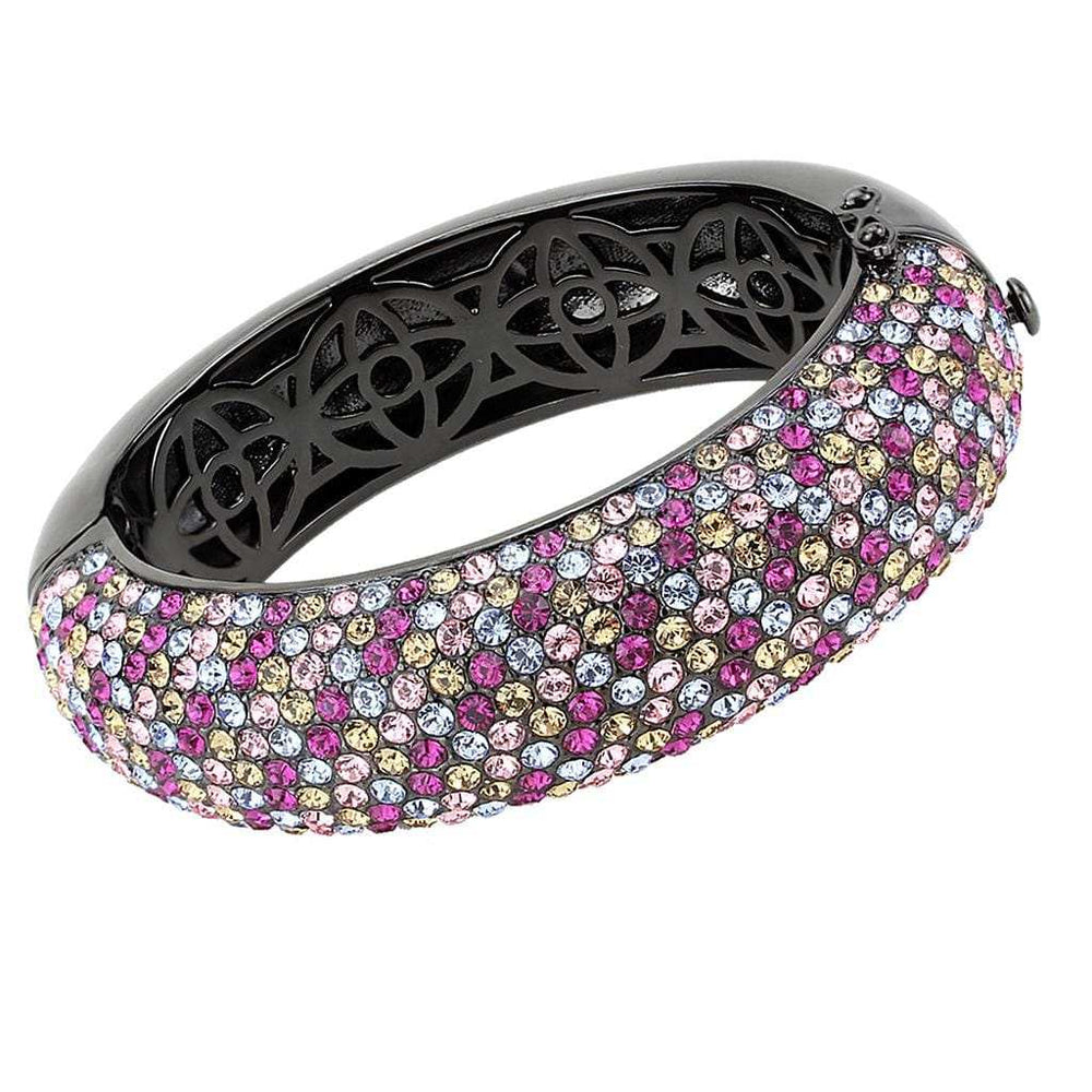 LO4306 - TIN Cobalt Black Brass Bangle with Top Grade Crystal in Multi Color - Alamode - Flyclothing LLC