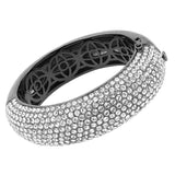 LO4308 - TIN Cobalt Black Brass Bangle with Top Grade Crystal in Clear - Alamode - Flyclothing LLC