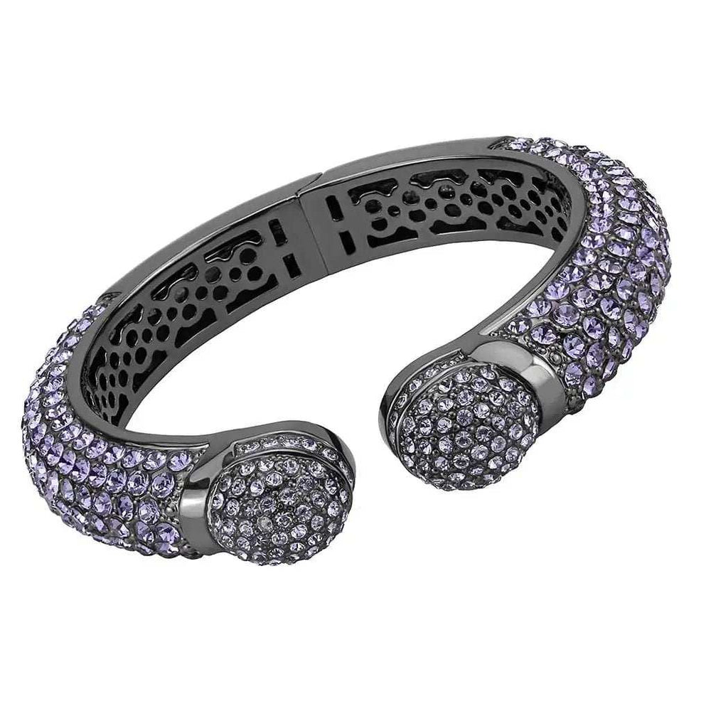 LO4312 - TIN Cobalt Black Brass Bangle with Top Grade Crystal in Tanzanite - Alamode - Flyclothing LLC