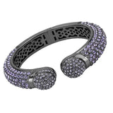 LO4312 - TIN Cobalt Black Brass Bangle with Top Grade Crystal in Tanzanite - Alamode - Flyclothing LLC