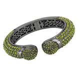 LO4314 - TIN Cobalt Black Brass Bangle with Top Grade Crystal in Peridot - Alamode - Flyclothing LLC