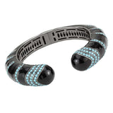 LO4323 - TIN Cobalt Black Brass Bangle with Top Grade Crystal in Turquoise - Alamode - Flyclothing LLC