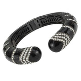 LO4324 - TIN Cobalt Black Brass Bangle with Top Grade Crystal in Clear - Alamode - Flyclothing LLC