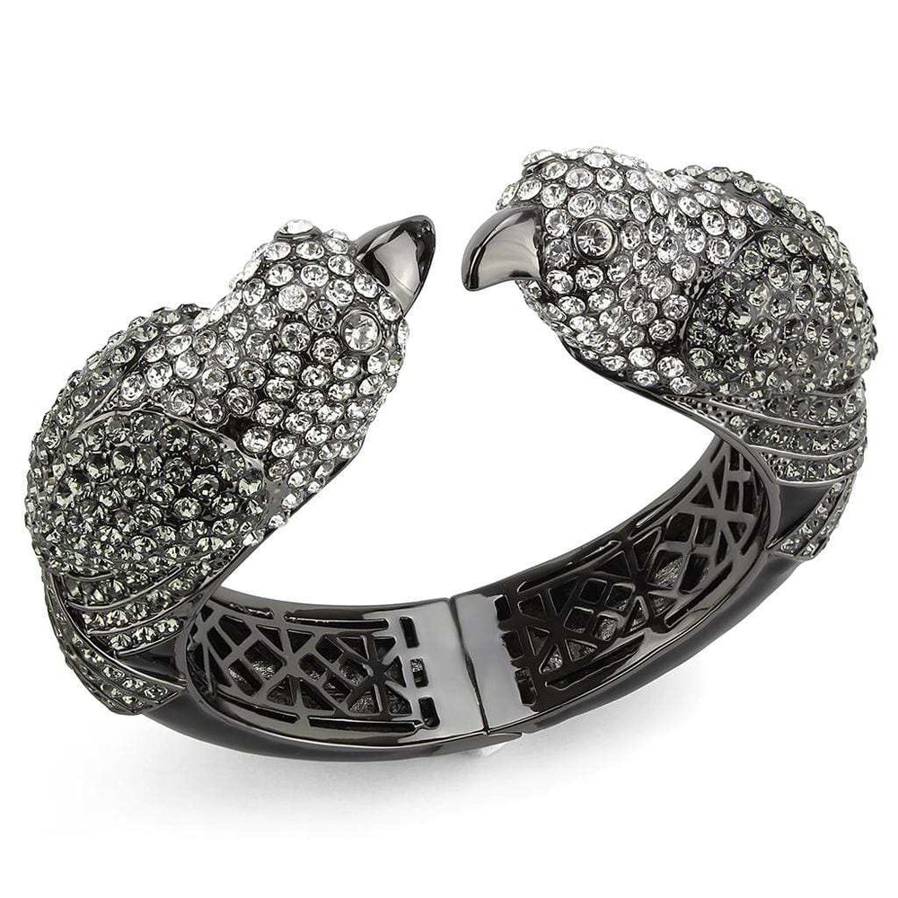LO4333 - Ruthenium Brass Bangle with Top Grade Crystal in Multi Color - Alamode - Flyclothing LLC