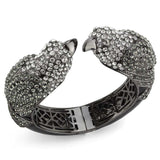 LO4333 - Ruthenium Brass Bangle with Top Grade Crystal in Multi Color - Alamode - Flyclothing LLC