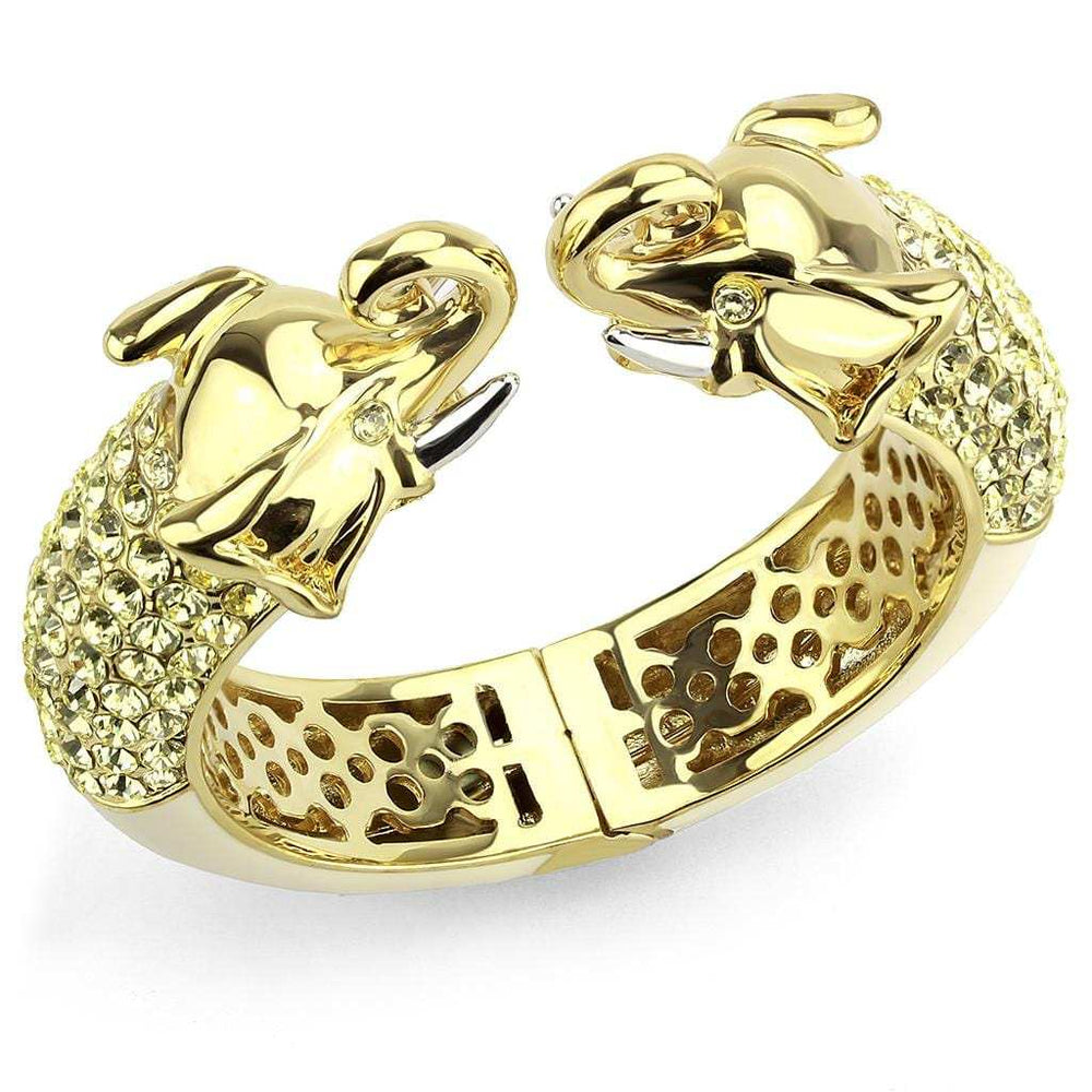 LO4334 - Gold+Rhodium Brass Bangle with Top Grade Crystal in Citrine Yellow - Alamode - Flyclothing LLC