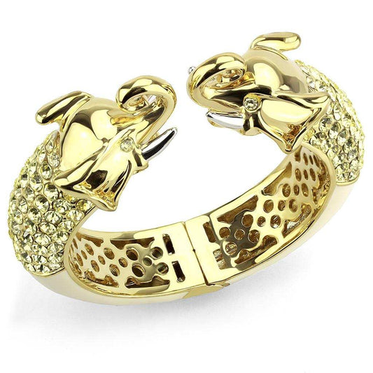 LO4334 - Gold+Rhodium Brass Bangle with Top Grade Crystal in Citrine Yellow - Alamode - Flyclothing LLC