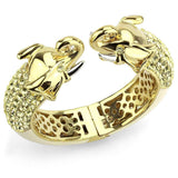 LO4334 - Gold+Rhodium Brass Bangle with Top Grade Crystal in Citrine Yellow - Alamode - Flyclothing LLC