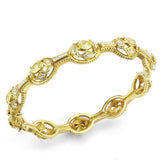 LO4335 - Gold Brass Bangle with AAA Grade CZ in Citrine Yellow - Alamode - Flyclothing LLC