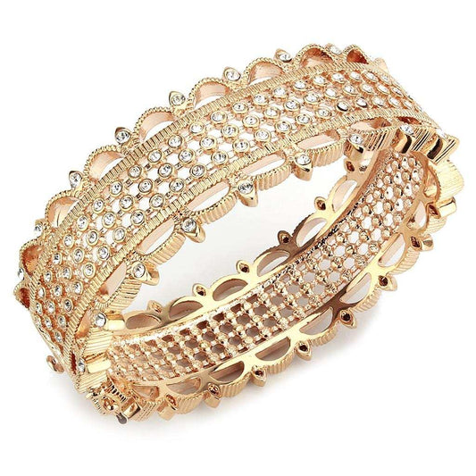 LO4344 - Rose Gold Brass Bangle with Top Grade Crystal in Clear - Alamode - Flyclothing LLC
