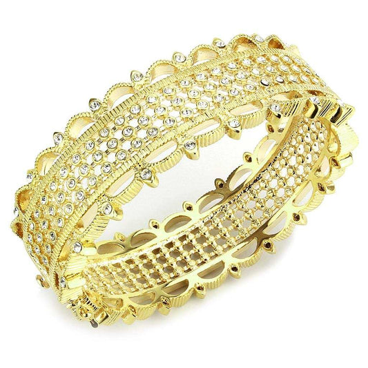LO4345 - Gold Brass Bangle with Top Grade Crystal in Clear - Alamode - Flyclothing LLC