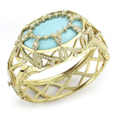 LO4348 - Gold Brass Bangle with Synthetic in Sea Blue - Alamode - Flyclothing LLC