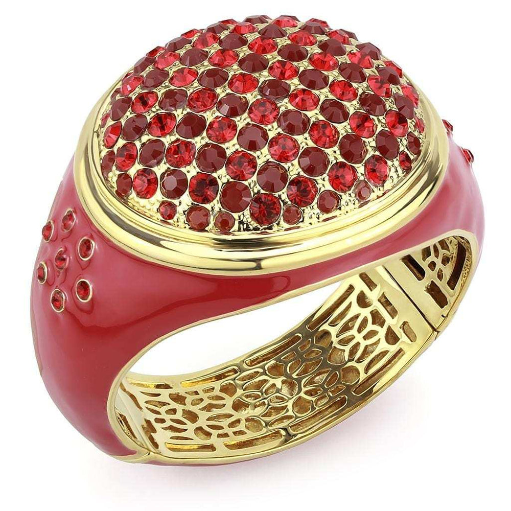 LO4351 - Gold Brass Bangle with Top Grade Crystal in Multi Color - Alamode - Flyclothing LLC