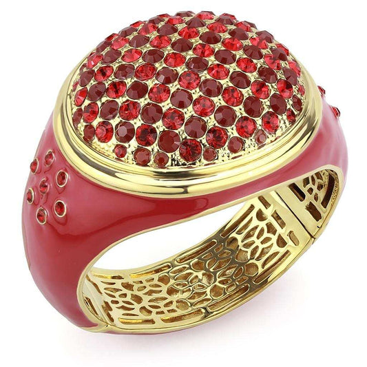 LO4351 - Gold Brass Bangle with Top Grade Crystal in Multi Color - Alamode - Flyclothing LLC