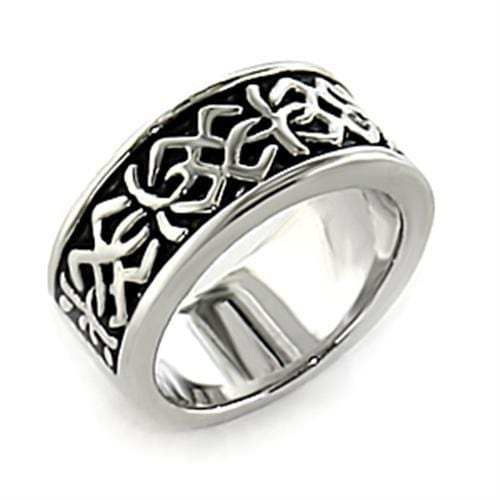 LO437 - Rhodium White Metal Ring with No Stone - Alamode - Flyclothing LLC