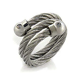 LO440 - High polished (no plating) Stainless Steel Ring with AAA Grade CZ in Clear - Alamode - Flyclothing LLC