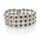 LO444 - Rhodium Brass Bracelet with Top Grade Crystal in Siam - Alamode - Flyclothing LLC