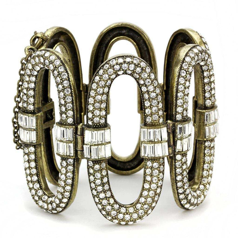 LO4657 - Antique Copper White Metal Bracelet with Top Grade Crystal in Clear - Alamode - Flyclothing LLC