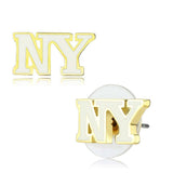 LO4666 - Gold Brass Earrings with Epoxy in White - Alamode - Flyclothing LLC