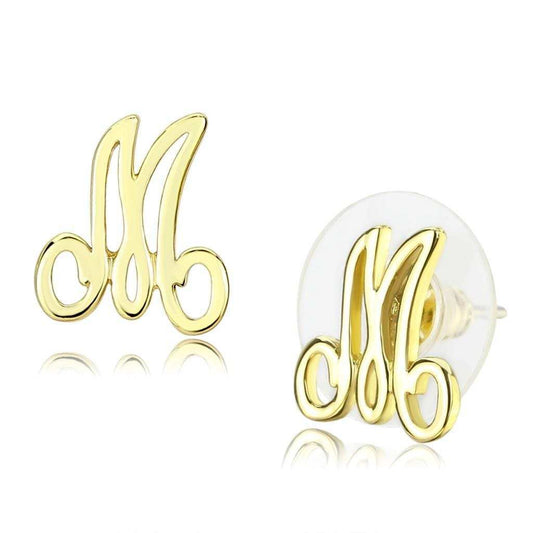 LO4667 - Flash Gold Brass Earrings with No Stone - Alamode - Flyclothing LLC