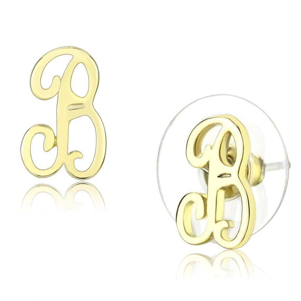 LO4669 - Flash Gold Brass Earrings with No Stone - Alamode - Flyclothing LLC