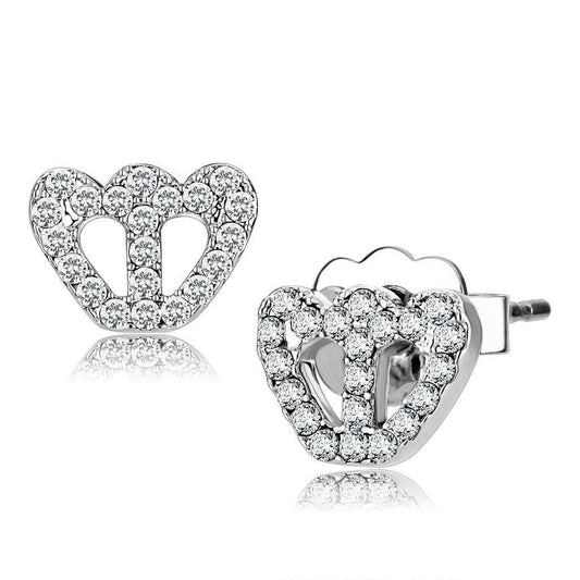 LO4673 - Rhodium Brass Earrings with Top Grade Crystal in Clear - Alamode - Flyclothing LLC