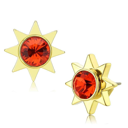 LO4675 - Gold Brass Earrings with Top Grade Crystal in Orange - Alamode - Flyclothing LLC