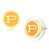 LO4676 - Gold Brass Earrings with Epoxy in Orange - Alamode - Flyclothing LLC