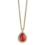 LO4686 - Antique Copper Brass Chain Pendant with Synthetic Synthetic Stone in Red Series - Alamode - Flyclothing LLC