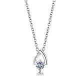 LO4692 - Silver+ e-coating Brass Chain Pendant with AAA Grade CZ in Clear - Alamode - Flyclothing LLC