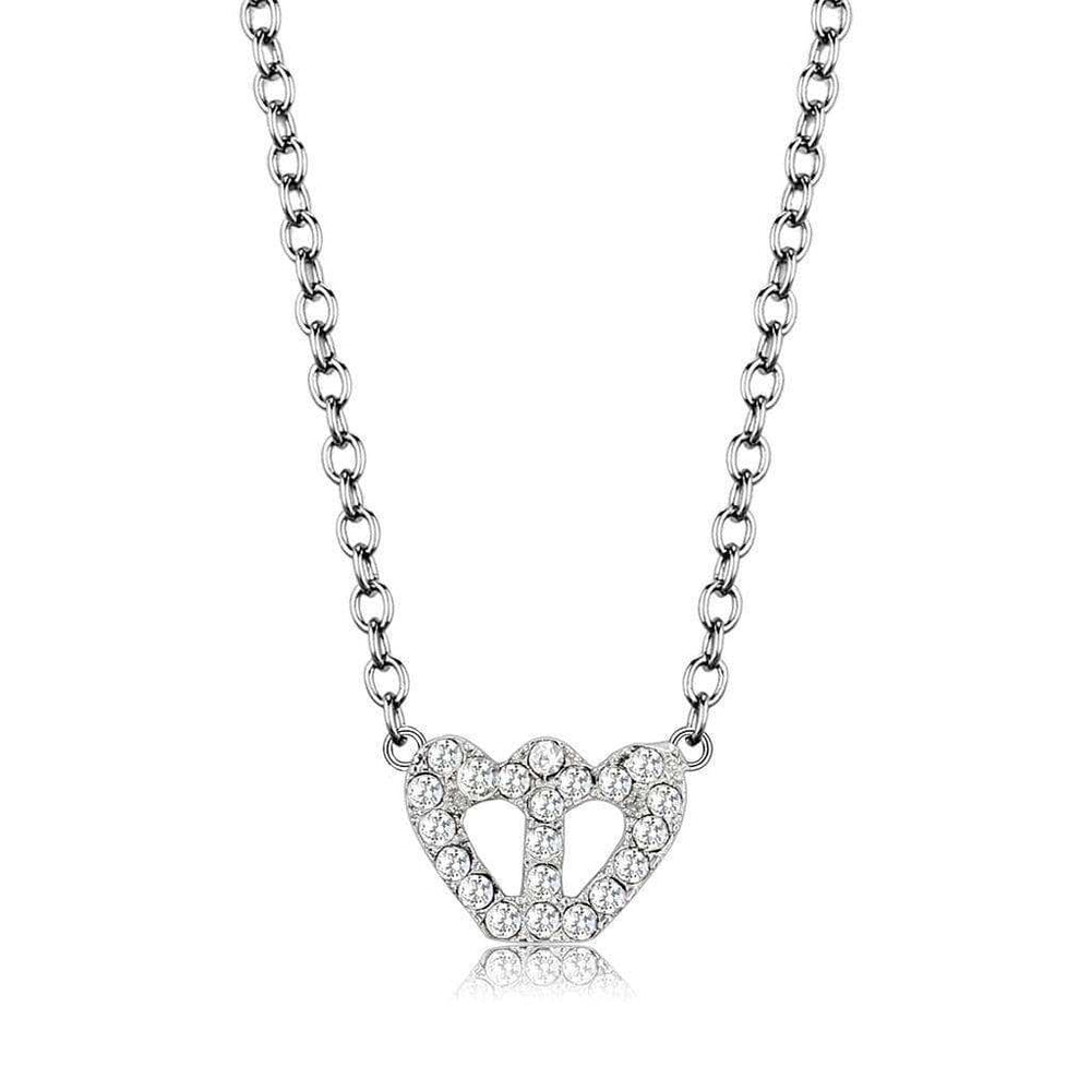 LO4694 - Rhodium Brass Necklace with Top Grade Crystal in Clear - Alamode - Flyclothing LLC