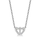 LO4694 - Rhodium Brass Necklace with Top Grade Crystal in Clear - Alamode - Flyclothing LLC