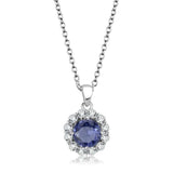 LO4697 - Rhodium Brass Chain Pendant with Synthetic Synthetic Glass in Tanzanite - Alamode - Flyclothing LLC