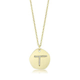 LO4698 - Gold & Brush Brass Chain Pendant with Top Grade Crystal in Clear - Alamode - Flyclothing LLC
