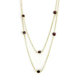 LO4702 - Gold Brass Necklace with AAA Grade CZ in Garnet - Alamode - Flyclothing LLC