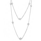 LO4704 - Rhodium Brass Necklace with AAA Grade CZ in Clear - Alamode - Flyclothing LLC