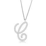 LO4708 - Imitation Rhodium Brass Chain Pendant with Top Grade Crystal in Clear - Alamode - Flyclothing LLC