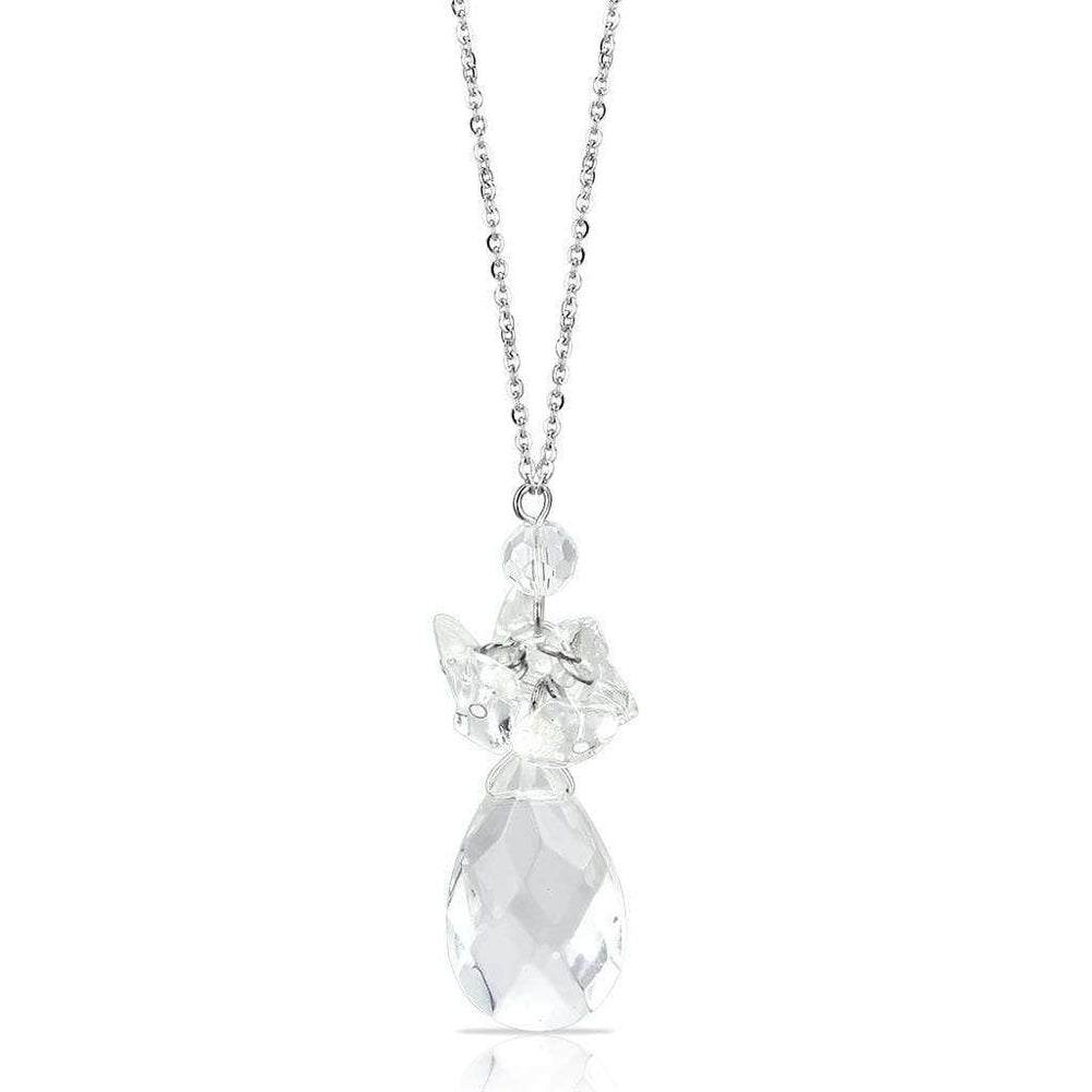 LO4711 - Rhodium Brass Chain Pendant with AAA Grade CZ in Clear - Alamode - Flyclothing LLC