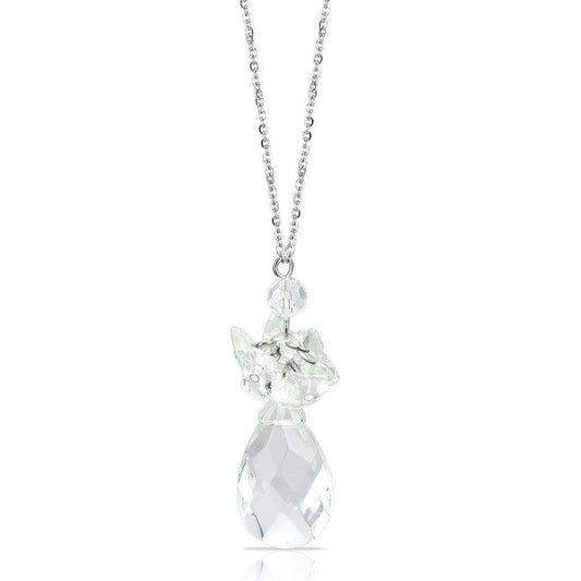 LO4711 - Rhodium Brass Chain Pendant with AAA Grade CZ in Clear - Alamode - Flyclothing LLC