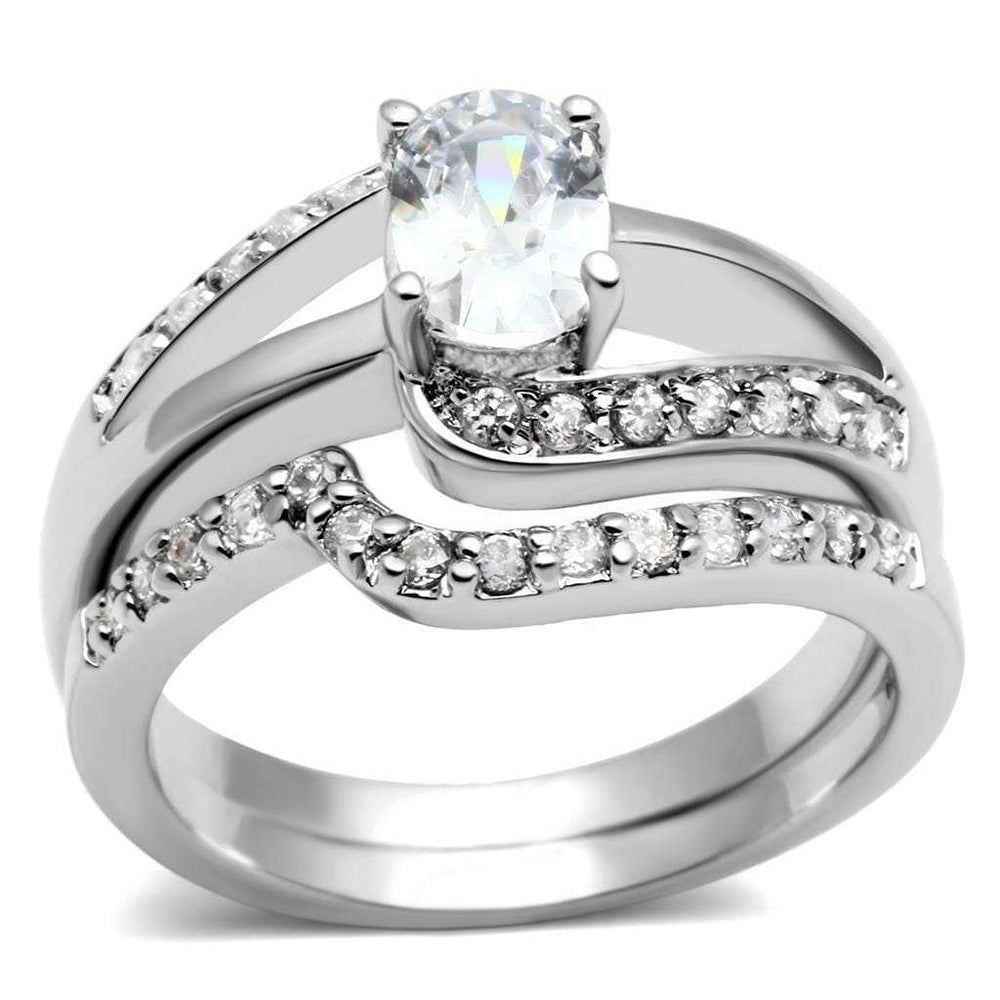 LO4712 - Rhodium Brass Ring with AAA Grade CZ in Clear - Alamode - Flyclothing LLC