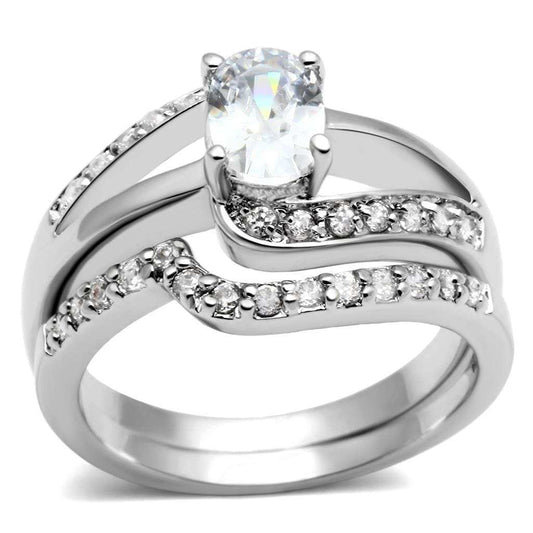 LO4712 - Rhodium Brass Ring with AAA Grade CZ in Clear - Alamode - Flyclothing LLC