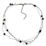 LO4719 - Ruthenium White Metal Necklace with Synthetic Synthetic Glass in Jet - Alamode - Flyclothing LLC