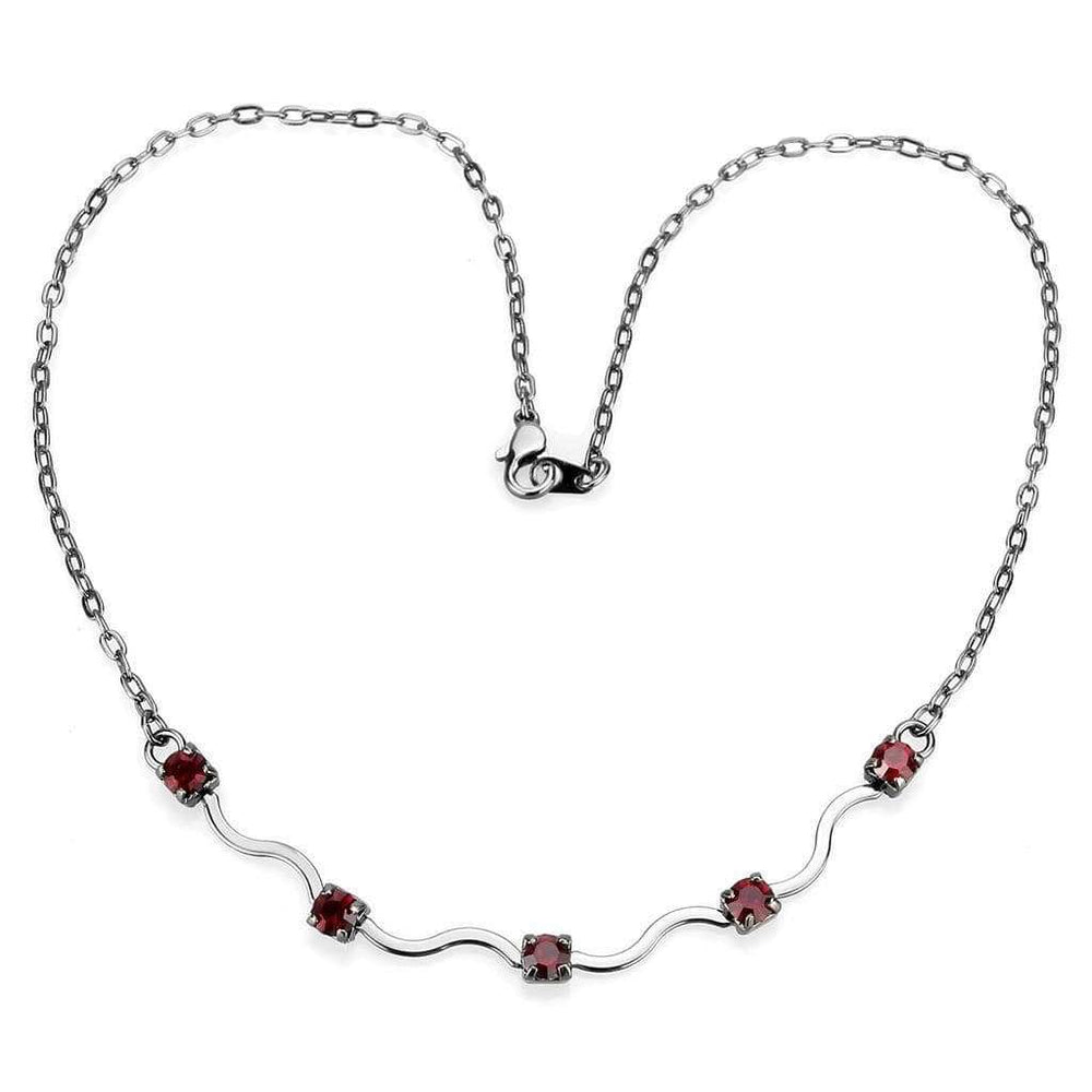 LO4730 - Ruthenium White Metal Necklace with AAA Grade CZ in Siam - Alamode - Flyclothing LLC