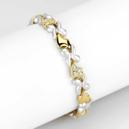 LO4736 - Gold+Rhodium Brass Bracelet with AAA Grade CZ in Clear - Alamode - Flyclothing LLC
